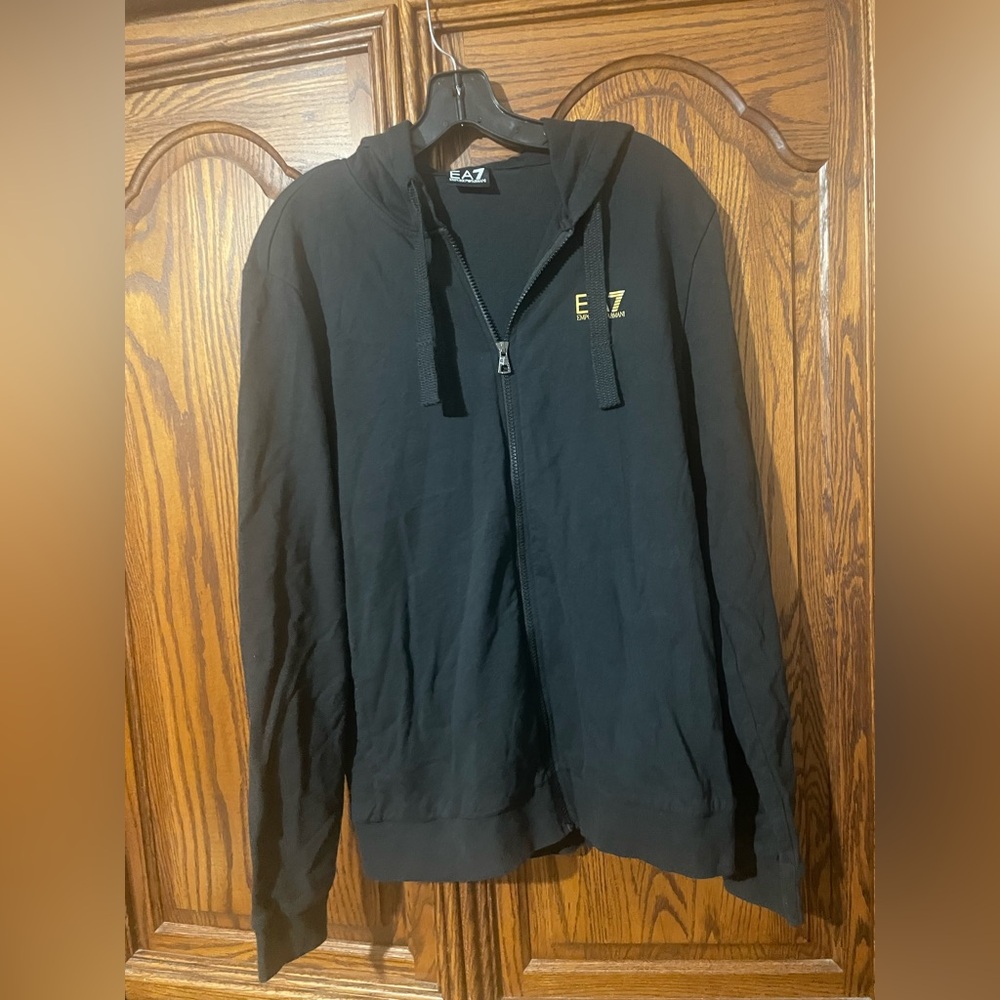 Emporio Armani Black Zip-Up Hoodie Jacket